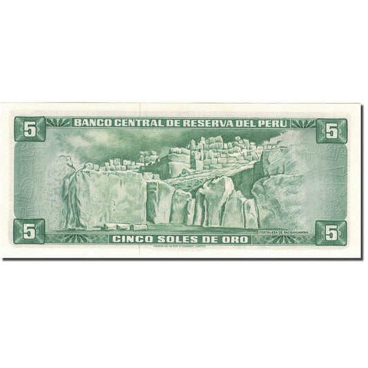 Banknot, 
  
  Peru, 
  
  5 podeszew De Oro
