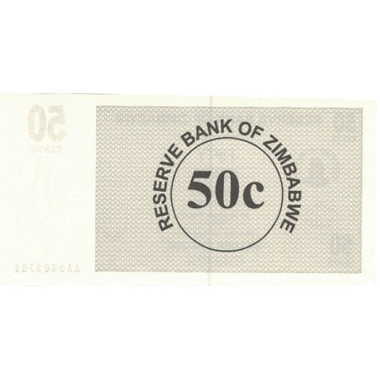 Banknot, 
  
  Zimbabwe, 
  
  50 centów