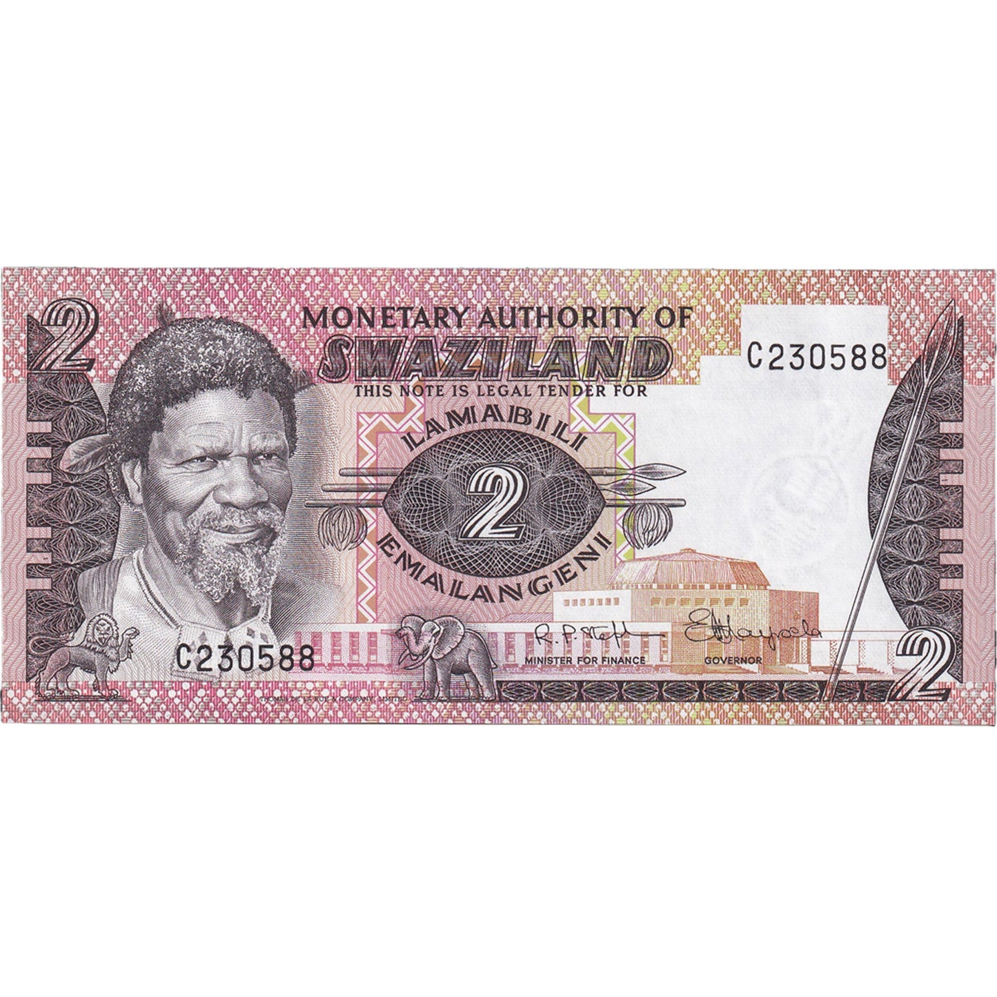 Banknot, 
  
  Suazi, 
  
  2 Emalangeni