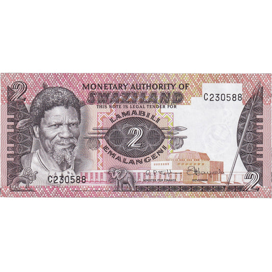 Banknot, 
  
  Suazi, 
  
  2 Emalangeni