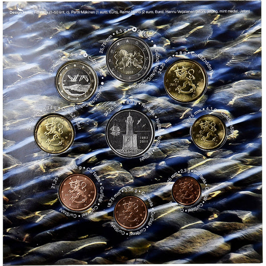 Finlandia, 
  
  Setze 1 ct. - 2 Euro + Jeton, 
  
  2011